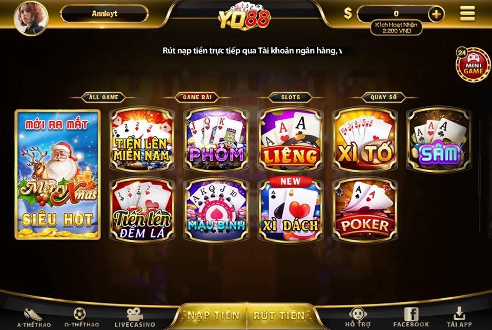 Gửi tiền/rút tiền tại cổng game YO88