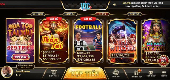 Gửi tiền/rút tiền tại cổng game VicWin